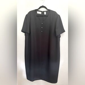 Vintage Liz Claiborne ELIZABETH Dress Plus Sz 22 Red & Black Overlay